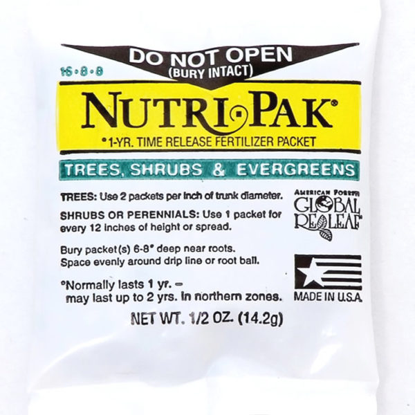 1 Year Nutri Pak Trees Shrubs Evergreens Nutripak Fertilizer Packets Kirkwood Industries Inc