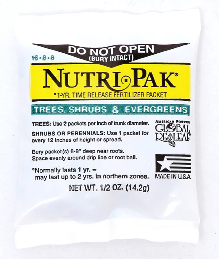 1 Year Nutri Pak Trees Shrubs Evergreens Nutripak Fertilizer Packets Kirkwood Industries Inc